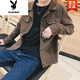 Playboy (Playboy) Denim Travail en velours côtelé Veste en vellence masculine 2025 Spring and Automne Veste Slim Short Top Coat Jacket Trend 624 Coffee XL 125-140Jin [Jin est égal à 0,5 kg]
