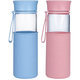 Lock Lock (Lockknlock) in Übersee offizieller Glasbecher tragbarer koreanischer Freizeitbecher 500 ml Großkapazität Einfacher Wasserbecher Frischbecher Tee Tasse Grüne Streifen-673Sg 500 ml