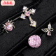 Contains spring flower ultra-glitter pink zircon cross ear bone nail titanium steel screw cochlear nail butterfly earrings shiny zircon set five-piece set five zircons titanium steel threaded nail light pink zircon explosive ear bone