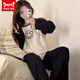 Catman MIIOW new internet celebrity style pajamas for women in spring and autumn long-sleeved trousers for thin smiling home clothing set 5009 solid color large plaid gray L (95-110Jin[Jin equals 0.5 kg])