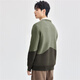 Giordano sweater men's autumn and winter new combed pure cotton color-blocking round neck pullover knitted sweater men 01054781 53 wreath green L
