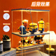 
Doll display box with light transparent display cabinet blind box storage dustproof acrylic box with ladder customization medium ceiling light with ladder two-layer 6623DT