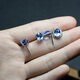 Chi Pan picked up blue topaz earrings for women, tanzanite blue s925 silver inlaid with Princess Diana's four claws, simple oval earrings, simple style