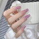 Lila Schmetterling trägt langen Maniküre-Stil weiße und verlängerte handförmige falsche Nagelflecken fertige Nagelflecken Nagelflecken L15281 Mond Schmetterling [kostenloses Werkzeugkit 5 Teile Set Set