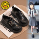 G.duck Girls' Small Leather Shoes Spring and Autumn Black Children's Performance Shoes Soft Sole British Style Student Princess Loafers for Middle and Large Children 929 Black 34 Inner Length 20.8cm