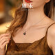 Demi (daimi) DZ723 10-11mm round sea water Tahitian black pearl necklace for women S925 silver pendant for girlfriend gift S925 silver/10-11mm