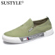 SUSTYLE High-End-Marke High-End 2025 Neue atmungsaktive Stoffschuhe Ein-Fuß-Schuhe lässige Leinwandschuhe Männer schwarz 40
