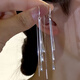 KZD Lao Phoenix 999 sterling silver needle silver temperament long water drop tassel ear wire women's new trendy earrings simple and slim 1725# (silver) water drop tassel ear wire Lao Fengxiang