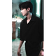 Lipu Bai Jingting Sangyan's Black Shirt Men's Spring and Automne High-Up High-Dend Shirt à manches avec veste de style britannique Cy03 Black [mise à niveau du tissu] 2xl recommandé (135-150Jin [Jin est égal à 0,5 kg]))