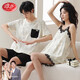 Langsha Paar Pyjamas für Frauen im Sommer reine Baumwolle sexy Suspender Pure Desire Shorts dünne große Größe von Männern Casual Home Clothing HC9902 Ehepaar m Frauenstil:
