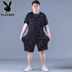 Playboy Ice Silk Sports Sport Summer Summer de gran tamaño para hombres Camiseta de secado rápido para hombres grasas grasas más grasas de manga corta suelta PZ826 SET DE SEDA ICE NEGRO DE ALTA CALIDAD 8XL Recomendado 270-300Jin [Jin equivale a 0.5 kg]