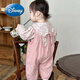 Disney baby suit spring and autumn style sweet floral doll collar shirt embroidered overalls two-piece autumn baby clothes pink rabbit shirt ten overalls two-piece 90 (22-26Jin[Jin equals 0.5 kg])