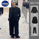 NASALIKE brand Wang Jiaer's same style suit men's suit, high-end handsome British style shoulder pad suit loose casual dk outer black suit + black long T + trousers S (recommended 80-95Jin Jin equals 0.5 kg)