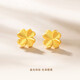 QMXD Vietnamese imitation sand gold brushed small sugar cube earrings for girls, small fresh and high-end earrings for girls birthday gifts, four-leaf clover earrings