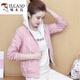 Holzspecker Promi -Trenchcoat Kurzdünner Mantel 2025 Neue Frauenfrüchte und Herbst Lose Jacke Top plus Fleece Baseball Uniform dunkelgrün [3923] s