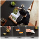 Mesa de piedra de madera sólida de madera genji Mesa de comedor de madera de cerezo moderna Restaurante Mesa de comedor rectangular Combinación de piedra negra pura (1404*854*750 mm)