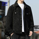 ROMON Jacket Men's Fashion Lapel Business Casual Jacket Top Men's Versatile Baseball Uniform Men's 1703 Black XL