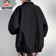 Chaqueta Paul Frank Chaqueta Casual de Primavera y Otoño para Hombre Tops Sueltos de Marca de Moda para Hombre Negro XL