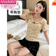 Modal 2025 Nuevo pijama sexy para mujeres en verano ropa moderna de seda de hielo modal de manga corta con almohadillas de cofre integradas para desgaste externo WT844 M Modelo de mujeres [80-100Jin [Jin iguala 0.5 kg]]]