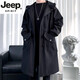 JEEP SPIRIT high-end men's windbreaker jacket men's medium-length coat 2025 new spring and autumn long large size men's tops black 2025 new style Strictly control the process No M 100-120Jin Jin equals 0.5 kg
