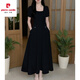 Pierre cardin has a gentle style French white dress for women 2025 summer new long skirt for tea break to make them look slimming 1585 apricot color short S 100Jin [Jin equals 0.5 kg] below