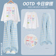 
Disney girls suit spring and autumn children 2025 new spring suit fashionable girls fashionable street sweatshirt plaid pants spring 15266 blue + 4916 gradient 140 cm