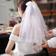 Sweet spots white veil headdress get marriage proposal photo props bride marriage engagement registration main wedding dress female puffy yarn

