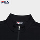 FILA 斐乐官方男装针织长袖外套2025夏新款休闲基础立领运动上衣 正黑色-BK L 175/96A/L