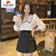 Pierre Cardin 2025 Spring and Autumn New Korean Style Fashionable V-neck Lace Ruffled Chiffon Shirt Elegant Super Fairy Top for Women Apricot V-neck Long Sleeves Soft Breathable Fabric Lined 2XL 125-150Jin Jin is equal to 0.5kg