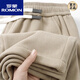ROMON wheat ear pattern casual pants men's autumn and winter plus velvet thickened corduroy loose straight pants anti-wrinkle wide-leg new sports pants khaki spring and autumn suitable for -100-130Jin Jin equals 0.5 kg M