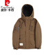 皮尔卡丹（pierre cardin）连帽男士羽绒服冬季冲锋外套2025新品潮流工装简约百搭白鸭绒外套 YR9871咖啡色 XL 适合120-135斤