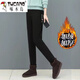 Woodpecker plus fleece casual pants for women, autumn and winter plus fleece thickened sports loose sweatpants warm casual pants elastic pants waist integrated black 9721 plus fleece straight L 98-110Jin [Jin equals 0.5 kg]