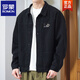Romonjacke Herren Frühling und Herbst 2025 Neues Hemd Revers Herbst Herren Work Jacke Frühherbst-Jacke Top K12806 Black suggeriert 90-120jin [Jin Equals Equals] M.