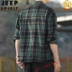Jeep Spirit Retro a cuadros Retro Camisa de manga larga para hombres y mujeres Primavera y otoño 2025 Nuevo trabajo de trabajo coreano de la camisa tendencia K12109 Caki M