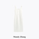 Mandy Zhang法式白色赫本风蝴蝶结吊带连衣裙女春秋设计感礼服裙子 白月光 M