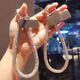 Dipur luxury diamond mobile phone chain high-end mobile phone lanyard wrist anti-lost rope high-end stainless steel clip patch women's silver diamond chain