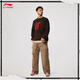 Li Ning's anti-wu field丨 Pullover round neck sweater men's summer new contrasting color trendy and cool loose and versatile sports sweater Dark and brown-1 L