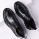 Zapatos de cuero portuleso para hombres de negocios británicos para hombres zapatos casuales de negocios de manera baja con planta gruesa zapatos formales zapatos de boda 9929 negro 42