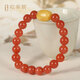OUCERNY Yangliu Nan Red Agate Bracelet Buddha Bead Full Flesh Persimmon Red Duobao Bracelet for Men and Women with Styled Beeswax Pendant