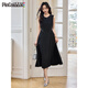 Vestido Pincai (Pincai) con temperamento femenino Vestido negro de Hong Kong con cuello redondo sin mangas, falda larga P52Q014
