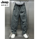 
JEEP SPIRIT2025 summer breathable ice silk casual pants men's Korean style loose straight harem pants outdoor solid color mesh nine-point pants black M