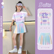 McTicco Girls Sports Quick Dry Clothes Set Children's Summer Ice Silk Tennis Skirt Big Children's Summer Short Sleeve Badminton Training Suit 9889 Cotton T-shirt + 4353 Color 120 120cm