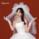 Le style de mariage de la mariée de Bian Qixin, la coiffure, les accessoires de cheveux, la robe de mariée, le certificat de mariage, les accessoires de proposition, la photo de studio photo, la photo de voyage, le fil de style fil gonflé, environ 80 cm (avec peigne à cheveux en métal)