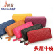 Billetera para mujeres de cuero canguro 2025 nueva moda larga doble cremallera billetera de doble capa buque insignia de embrague de gran capacidad-heart negro amor