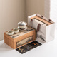 Touching as porcelain Dunhuang Cultural and Creative Ru Kiln Kung Fu Tea Set Teapot Gift Box as a Birthday Gift for Elders as a Business Accompanying Gift Baoxianghua-Jiangshan Picturesque Teapot Gift Box 3 Pieces as a Retirement Souvenir for the Elderly as a New Year's Practical Gift
