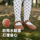 Papa crawl autumn new children's small leather shoes girls glossy round toe waterproof non-slip soft bottom breathable brown size 26