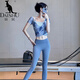 Kangaroo (DAISHU) yoga clothing set, high-end three-piece Pilates training clothing for women, Chinese style yoga clothing tops, beautiful fitness clothing, three-piece set, ivory white blouse + ivory white text XL (108-135Jin Jin equals 0.5kg)