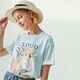 Camiseta de manga corta de manga corta de color azul junqi