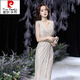 
Pierre cardin 2025 spring new champagne color small evening dress celebrity temperament banquet host dress can usually be worn light champagne color XS