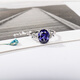 Pop S925 sterling silver sapphire ring women's tanzanite sapphire ring live ring women's gemstone jewelry jewelry ring 925 sterling silver platinum plated live ring